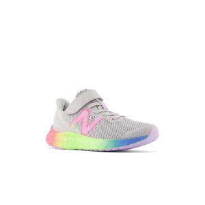 New Balance Fresh Foam Arishi v4 Velcro- Kids Running Shoes - Light Aluminum/Cyber Lilac/Neon
