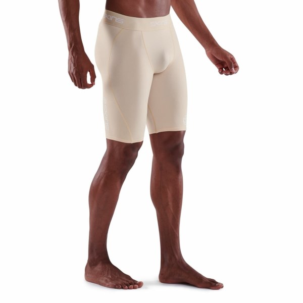 Skins Series-1 Mens Compression Half Tights - Beige