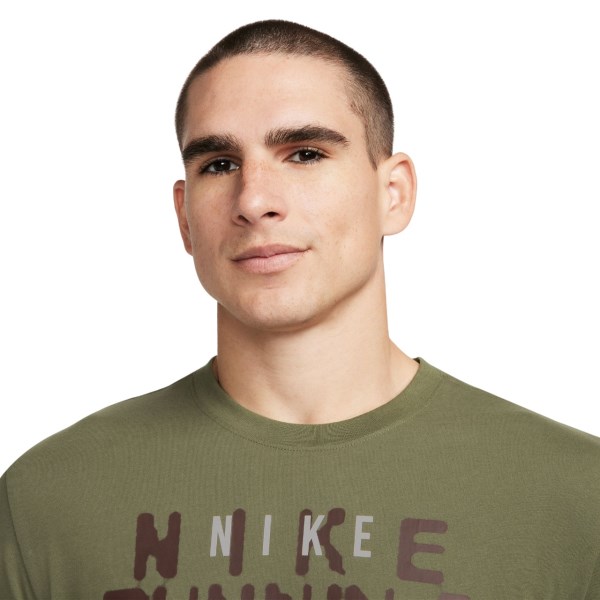 Nike Dri-Fit Run Division Mens Running T-Shirt - Medium Olive
