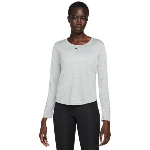 Nike Dri-Fit One Womens Long Sleeve Training T-Shirt - Particle Grey/Heather/Black