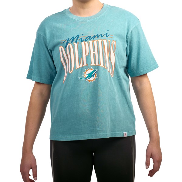 Majestic Miami Dolphins Vintage Arch Boxy NFL Womens T-Shirt - Tonic Turquoise