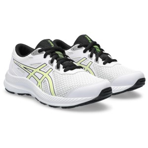 Asics Contend 8 GS - Kids Running Shoes - White/Glow Yellow