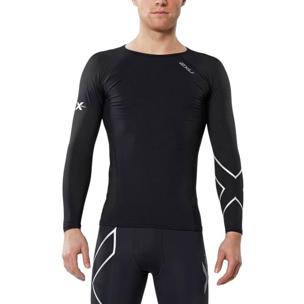 2XU Mens Thermal Compression Long Sleeve Top - Black/Silver