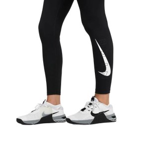 Nike Dri-Fit One Mid-Rise Graphic Womens 7/8 Training Tights - Black/White