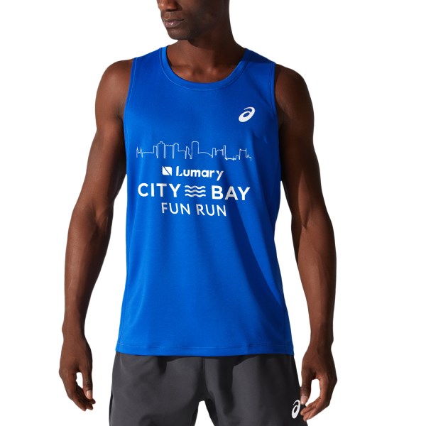 Asics 2022 City-Bay Silver Mens Running Tank Top - Asics Blue