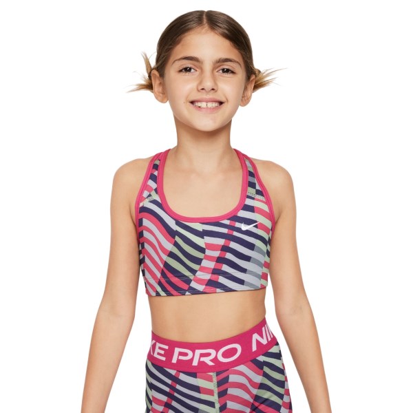 Nike Swoosh Kids Girls Reversible Sports Bra - Fireberry/White