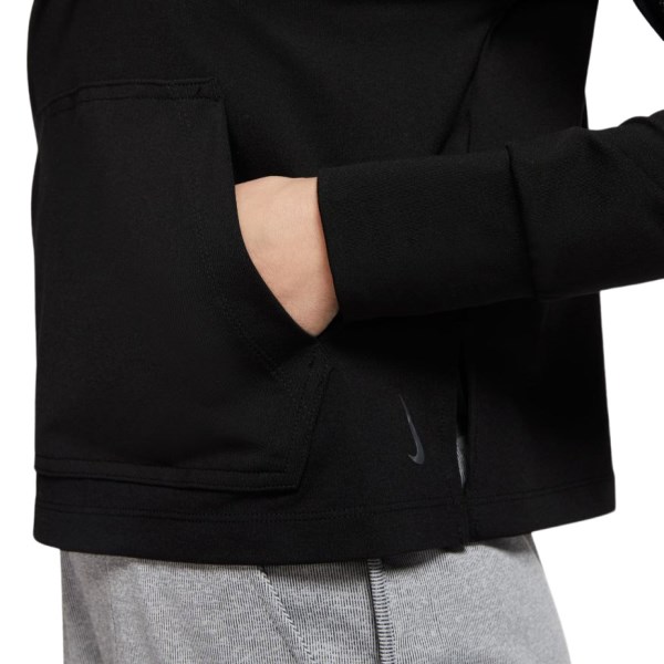 Nike Yoga Jersey Womens Cropped Training Hoodie - Black/Dark Smoke Grey