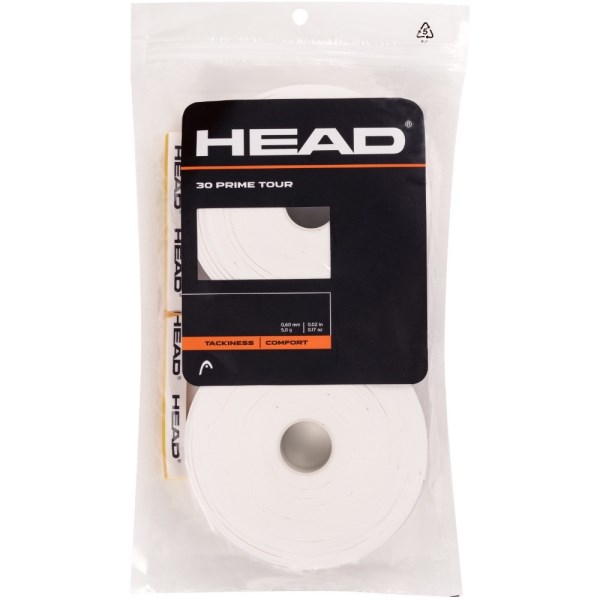 Head Prime Tour Tennis Overgrip - 30 Pack - White