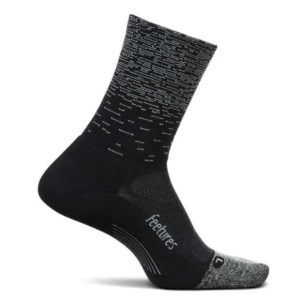 Feetures Elite Light Cushion Mini Crew Running Socks - Black/Static