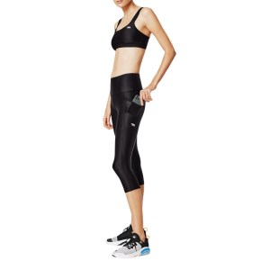 Running Bare Power Moves Ab Waisted Vixen Womens 3/4 Training Tights - Black