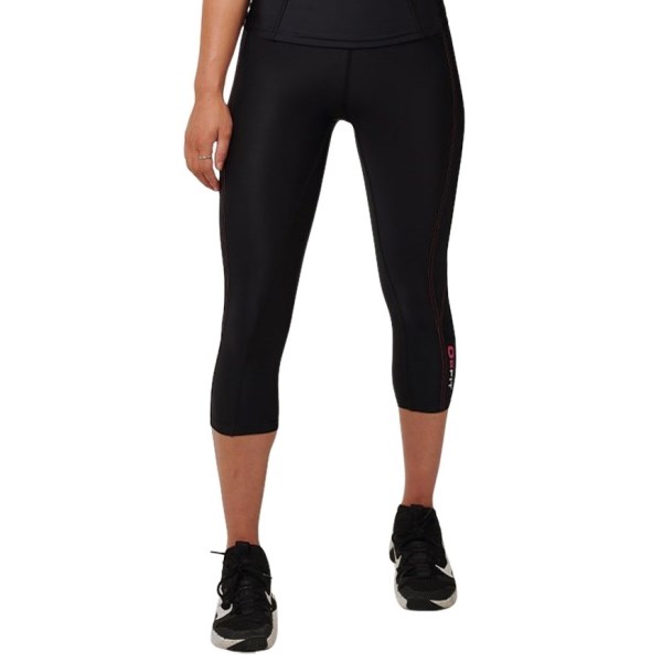 o2fit High Waist Womens Compression 3/4 Tights - Black/Pink