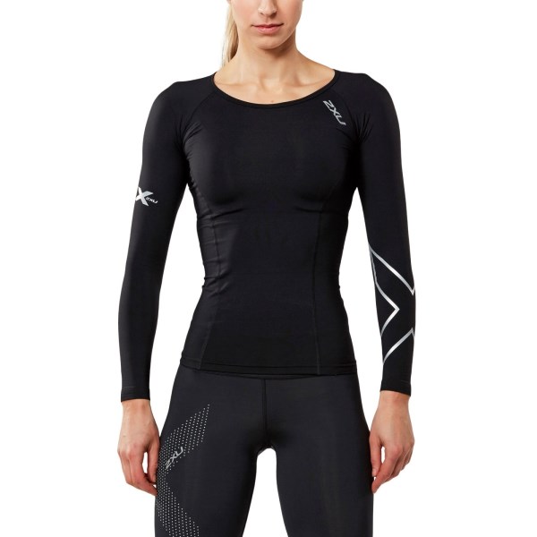 2XU Womens Thermal Compression Long Sleeve Top - Black/Silver