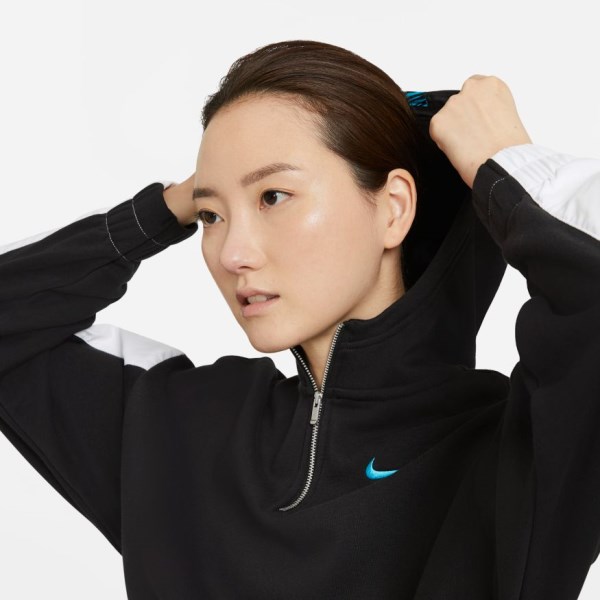 Nike Sportswear Icon Clash Womens Hoodie - Black/White/Chlorine Blue