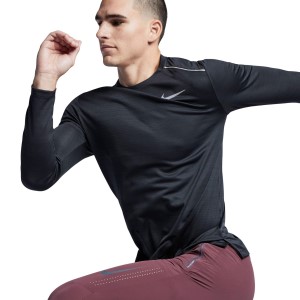 Nike Dri-Fit Miler Mens Long Sleeve Running Top - Black