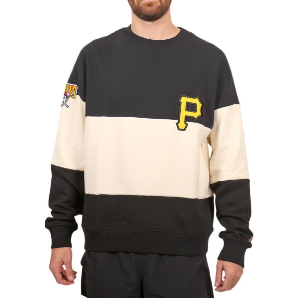 Majestic Pittsburgh Pirates Tri-Panel Mens Baseball Sweatshirt - Black/White