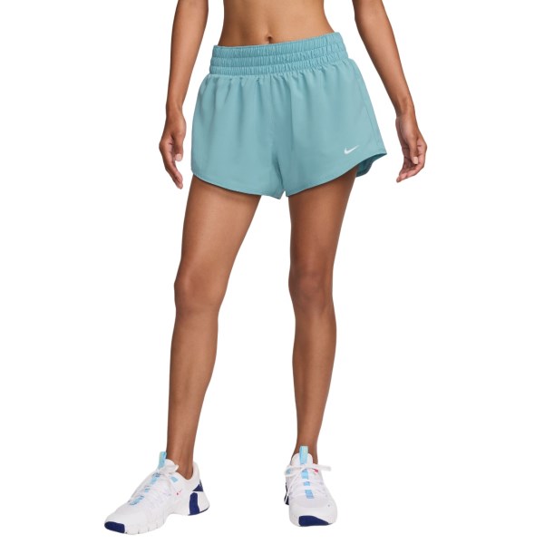 Nike One Womens Mid-Rise 3 Inch Brief-Lined Running Shorts - Denim Turq/Reflective Silver