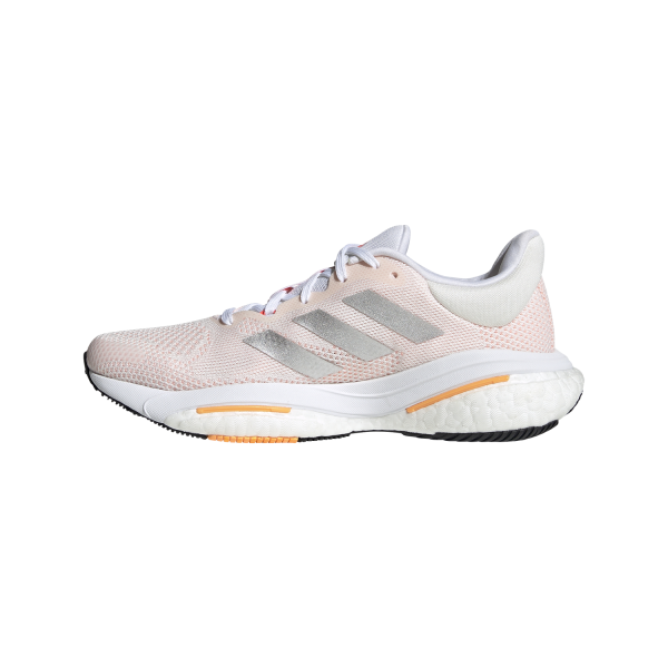 Adidas SolarGlide 5 - Womens Running Shoes - White/Silver Metallic/Light Flash Orange