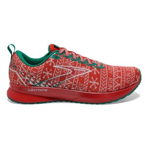 Brooks Levitate 5 - Mens Running Shoes - Run Merry Red/White/Green