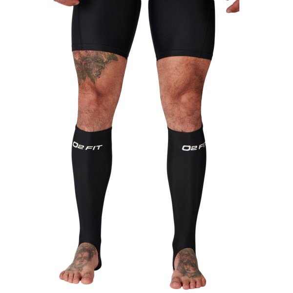o2fit Unisex Compression Calf Guards With Stirrups - Black
