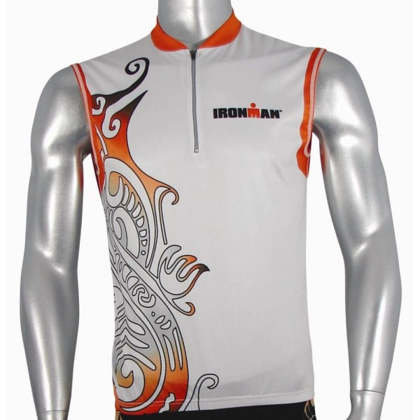Ironman Sleeveless Unisex Cycle Jersey - Silver/Red