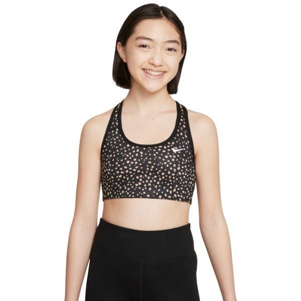 Nike Dri-Fit Swoosh Reversible Kids Girls Sports Bra - Black/Hemp/White