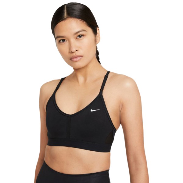 Nike Light Support Padded V Neck Womens Sports Bra - Black/White