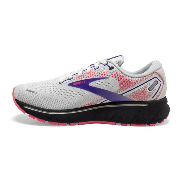 Brooks Ghost 14 - Womens Running Shoes - White/Purple/Coral