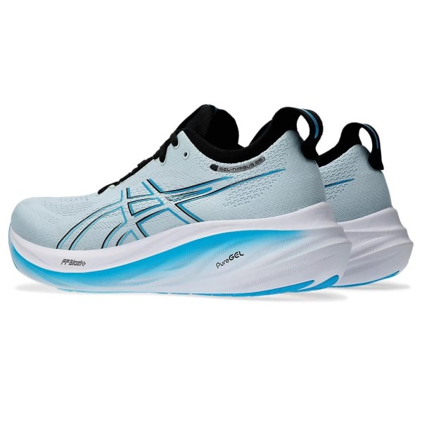 Asics Gel Nimbus 26 - Mens Running Shoes - Cool Grey/Bright Cyan