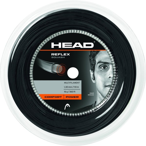 Head Reflex Squash String Reel 110m - Black