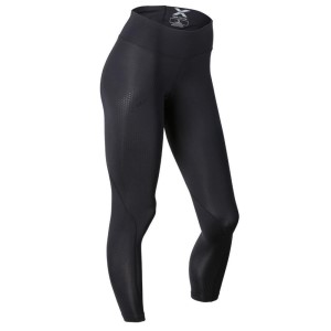 2XU Womens Motion Mid-Rise 7/8 Compression Tights - Black/Dotted Black Logo