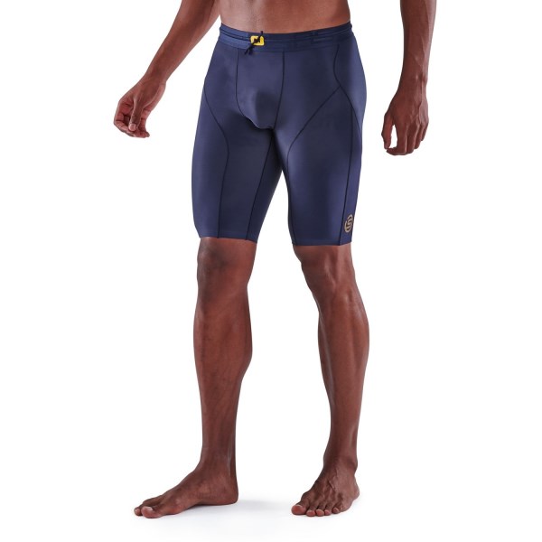 Skins Series-5 Mens Compression Half Tights - Navy Blue