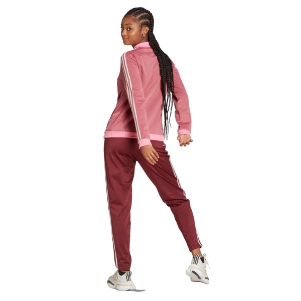 Adidas Sportswear Essentials 3-Stripes Womens Tracksuit Set - Shadow Red/Pink Strata/Wonder