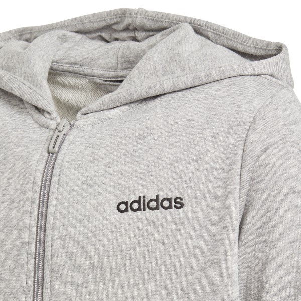 Adidas Essentials Linear Full Zip Kids Boys Hoodie - Medium Grey Heather