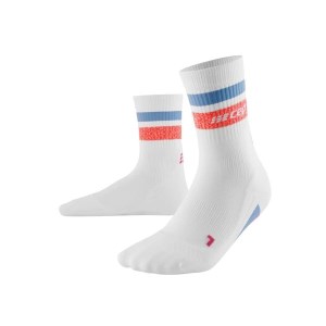 CEP Miami Vibes 80s Mid Cut Compression Socks - White/Pink & Sky