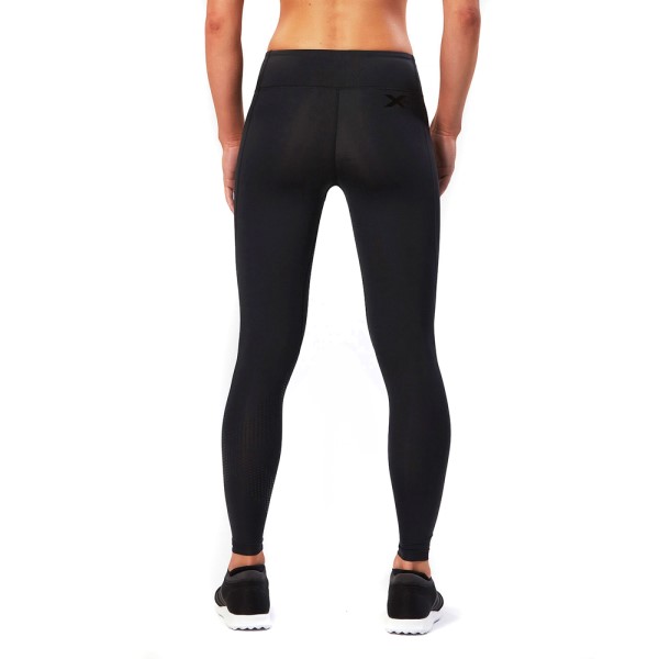 2XU Motion Mid-Rise Womens Full Length Compression Tights - Dotted Black Logo