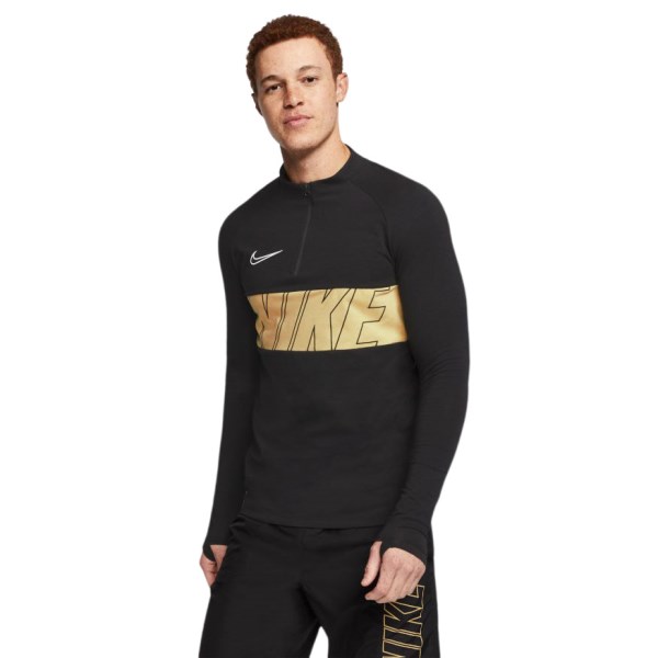 Nike Dri-Fit Academy Mens Soccer Drill Top - Black/Jersey Gold/White