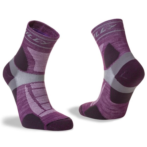 Hilly Trail Anklet Womens Running Socks - Medium Cushioning - Blackberry/Grey