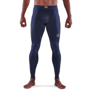 Skins Series-3 Travel and Recovery Mens Compression Long Tights - Navy Blue
