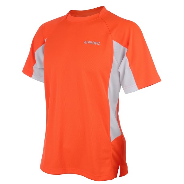 Proviz Active Hi-Vis Mens Running T-Shirt - Orange/White