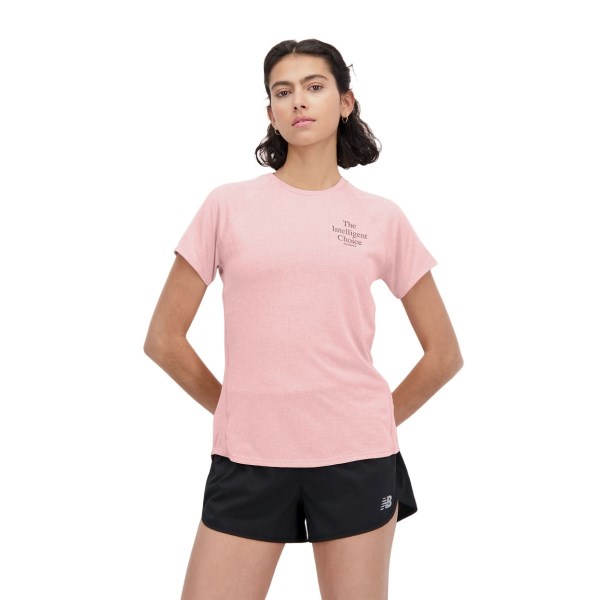 New Balance Impact Womens Printed Running T-Shirt - Pink Moon Heather