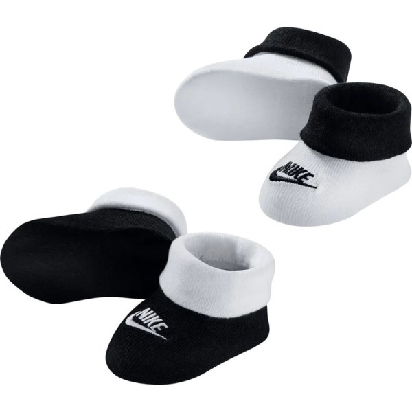 Nike Futura Newborn Baby Booties - 2 Pack - Black/White