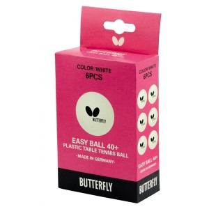Butterfly Easy Ball 40+ Table Tennis Balls - 6 Pack - White