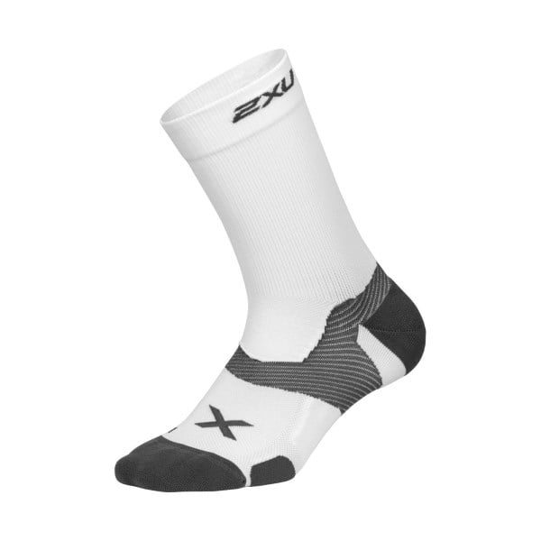 2XU Vectr Cushion Crew - Unisex Running Socks - White/Grey