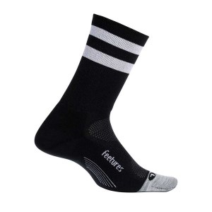 Feetures Elite Light Cushion Mini Crew Running Socks - Black Stripe
