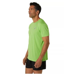 Asics Silver Mens Short Sleeve Running T-Shirt - Electric Lime