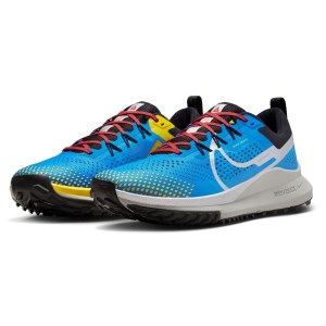 Nike React Pegasus Trail 4 - Mens Trail Running Shoes - Light Photo Blue/Metallic Silver/Track Red