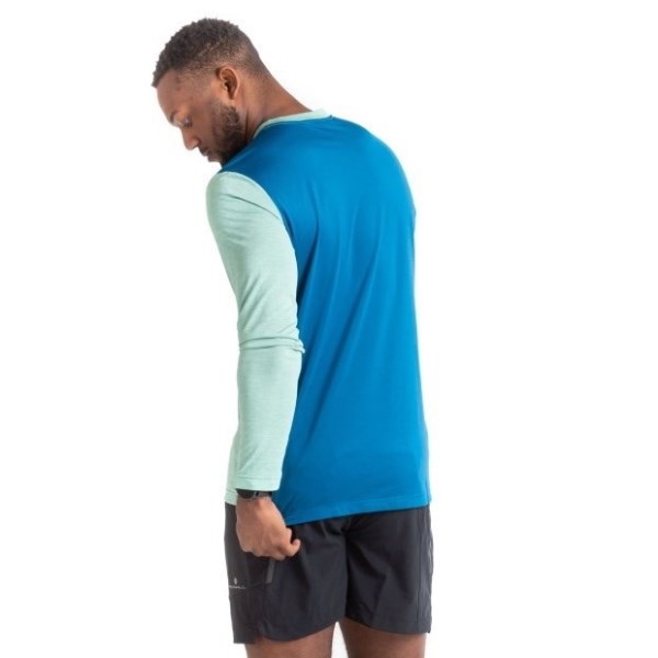 Ronhill Life Mens Long Sleeve Running Top - Willow Marl/Prussian Blue