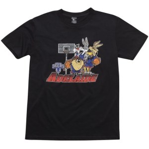 First Ever Adelaide 36ers Looney Tunes Vintage Mens Basketball T-Shirt - Black
