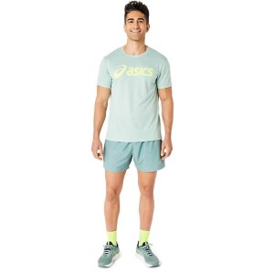 Asics Silver 5 Inch Mens Running Shorts - Celadon