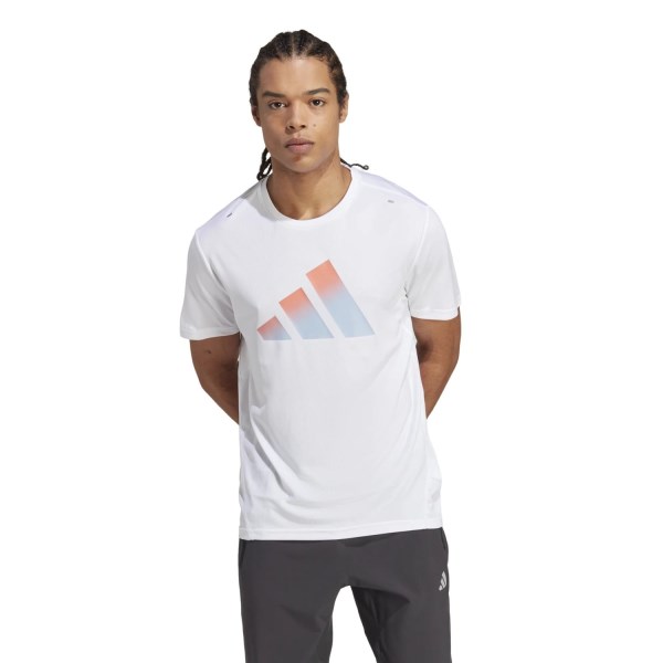 Adidas Run Icons 3 Bar Logo Mens Running T-Shirt - White
